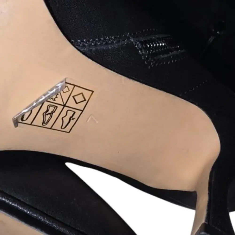 Jeffrey Campbell Ziletta‎ Black Leather Over The Knee Boots Heel Dressy Party